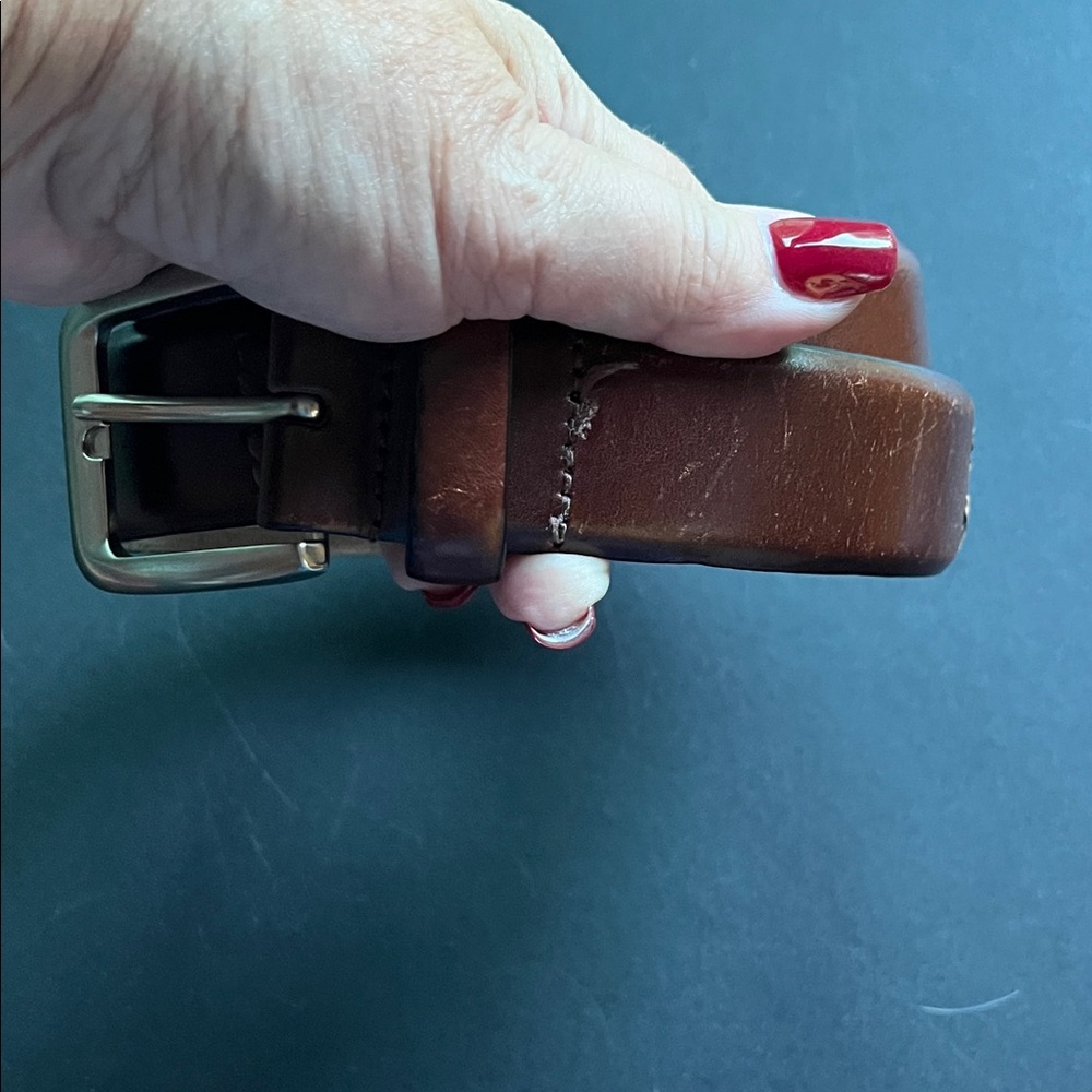 Tommy Bahamas Brown Leather Belt with Gold Buckle Size 38
